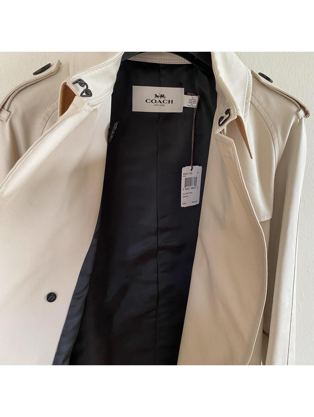 NWT Coach Solid Short Trench Coat Porcelain Size M MSRP $450 - Picture 7 of 9